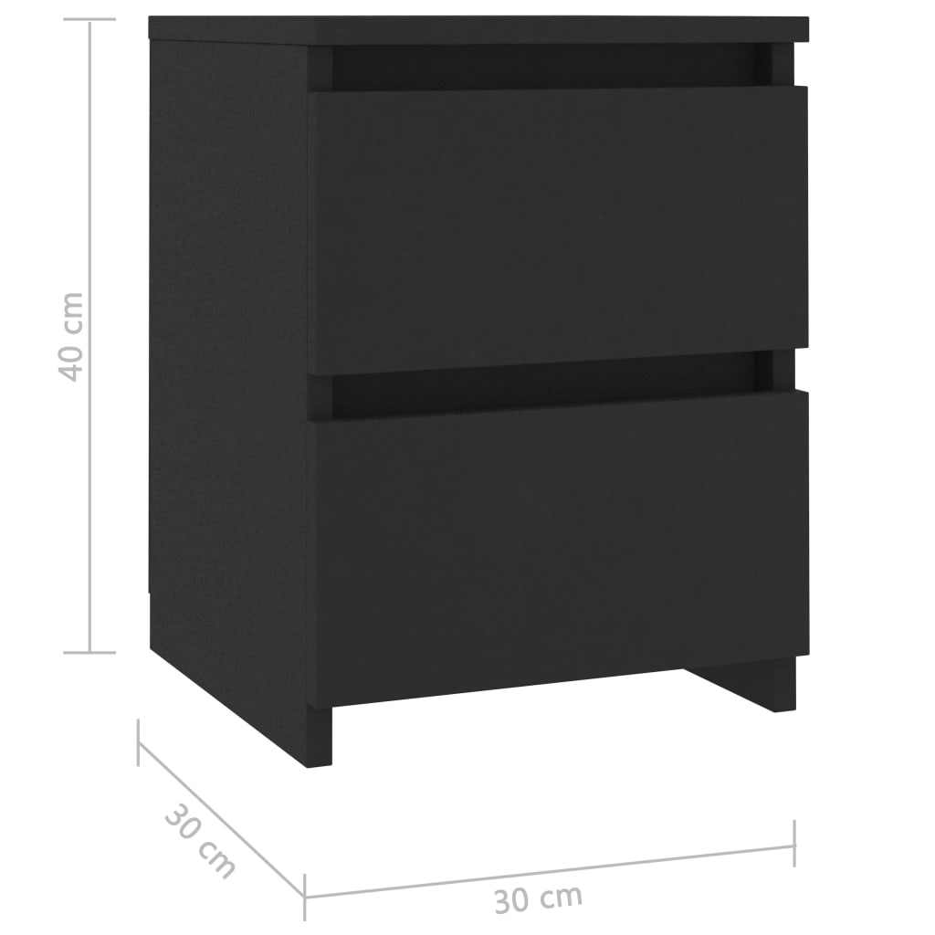 vidaXL Nachtkastjes 2 st 30x30x40 cm bewerkt hout zwart