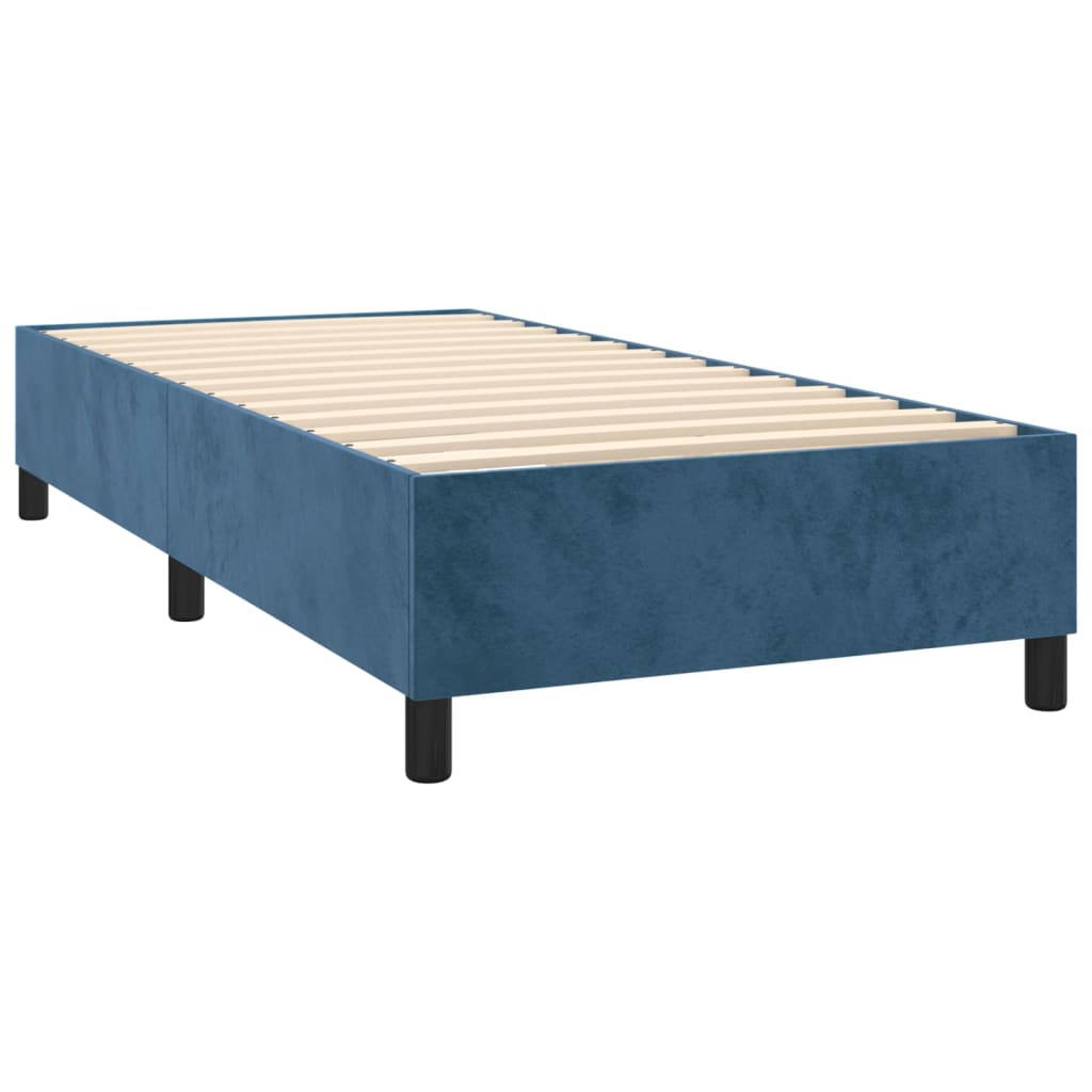 vidaXL Boxspring met matras fluweel donkerblauw 90x190 cm