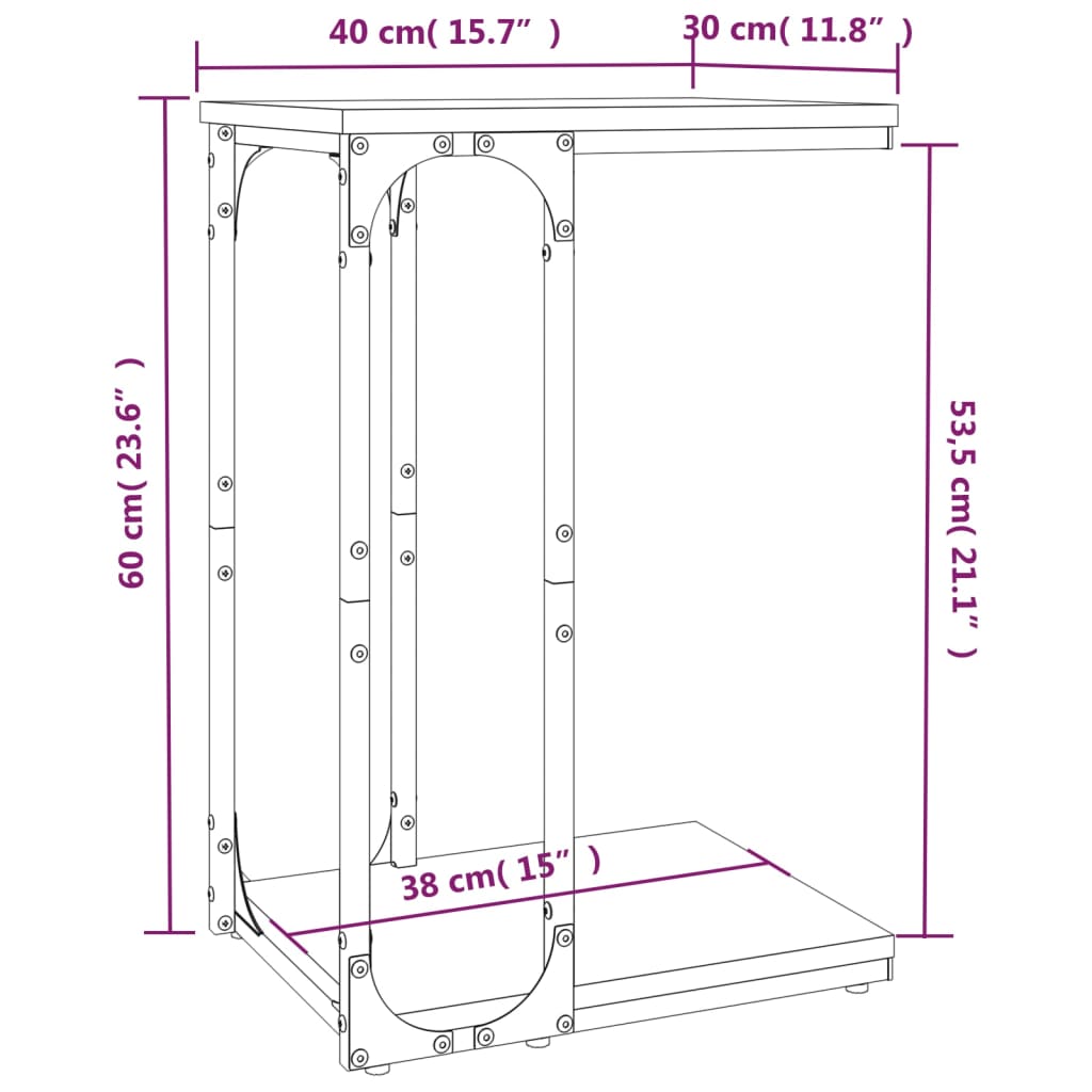 vidaXL Bijzettafel 40x30x60 cm bewerkt hout gerookt eikenkleurig