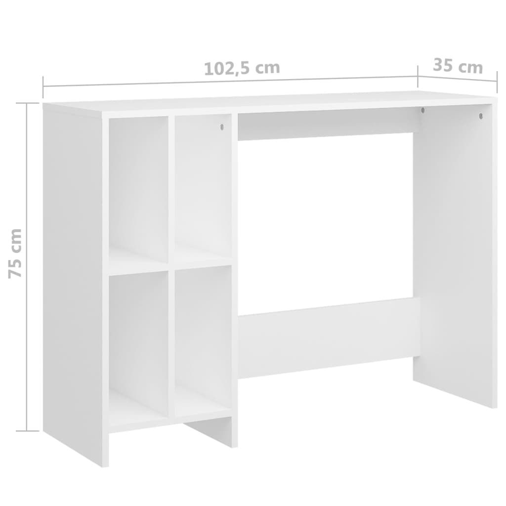vidaXL Bureau 102,5x35x75 cm bewerkt hout wit