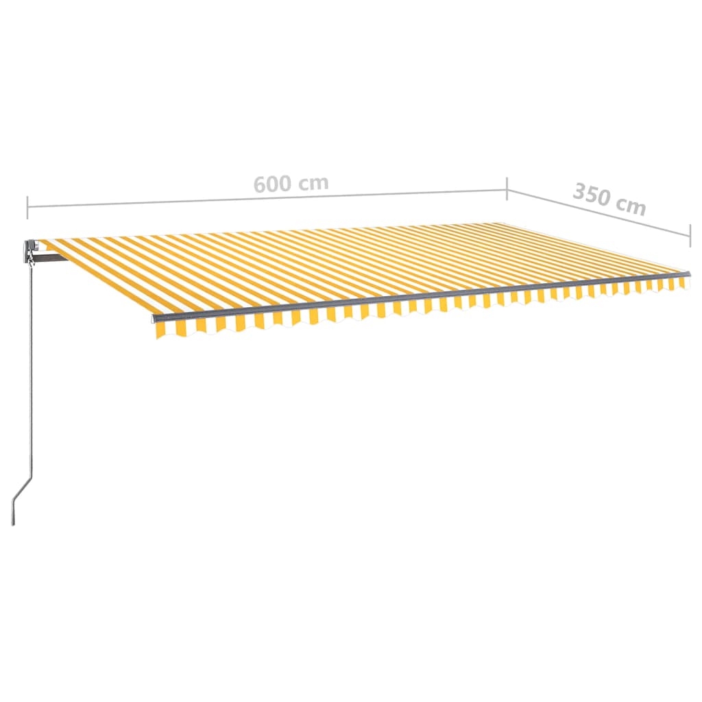 vidaXL Luifel automatisch met LED en windsensor 600x350 cm geel en wit