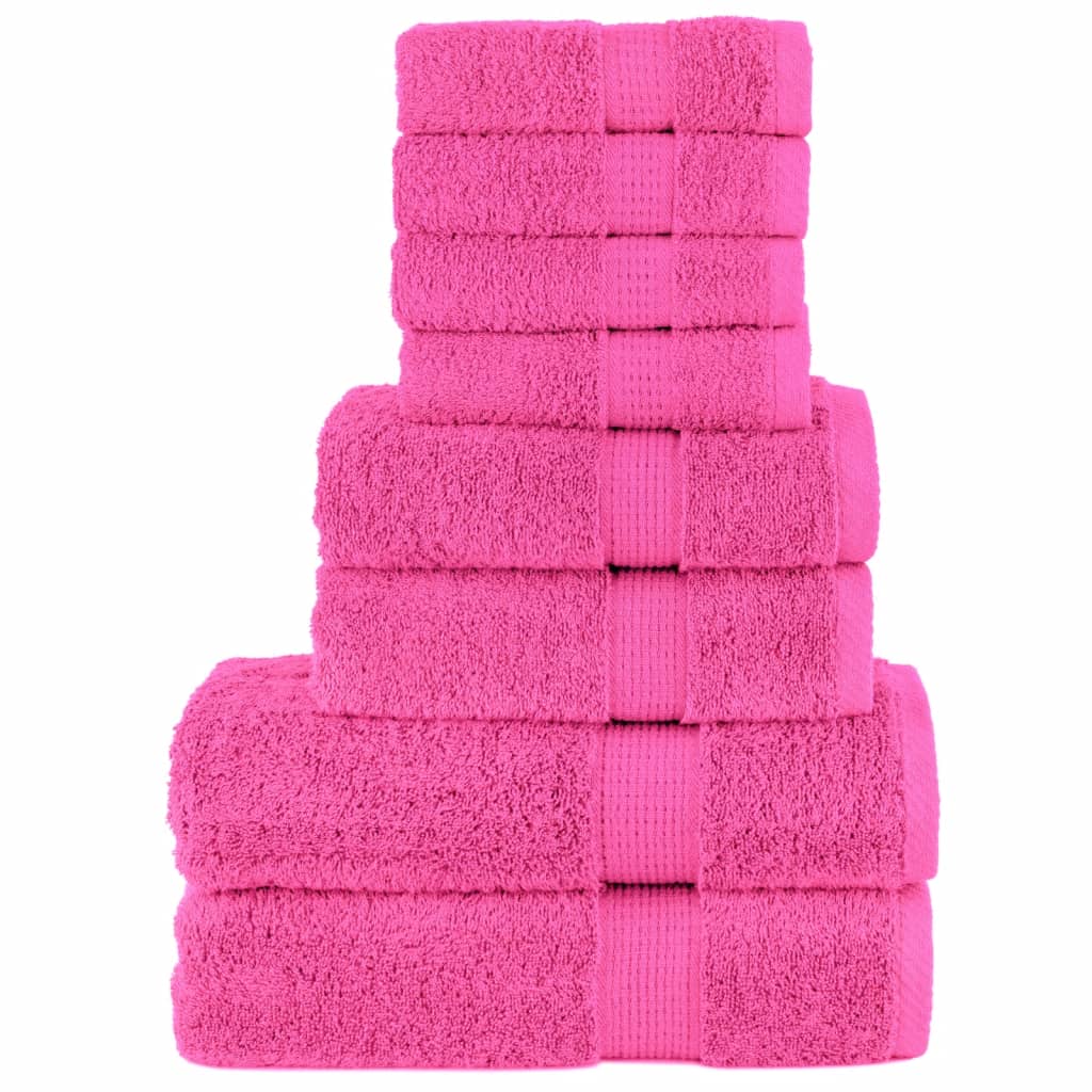 vidaXL 8-delige Handdoekenset 600 g/m² 100% katoen roze