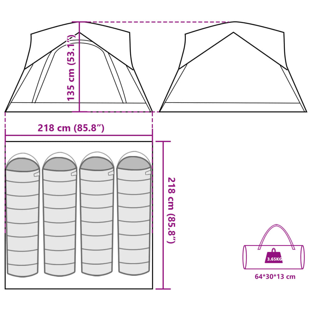 vidaXL Tent 4-persoons waterdicht groen