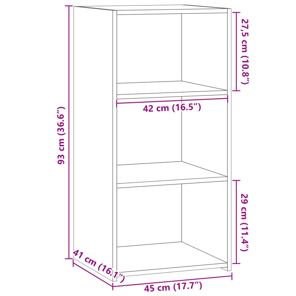 vidaXL Dressoir 45x41x93 cm bewerkt hout zwart