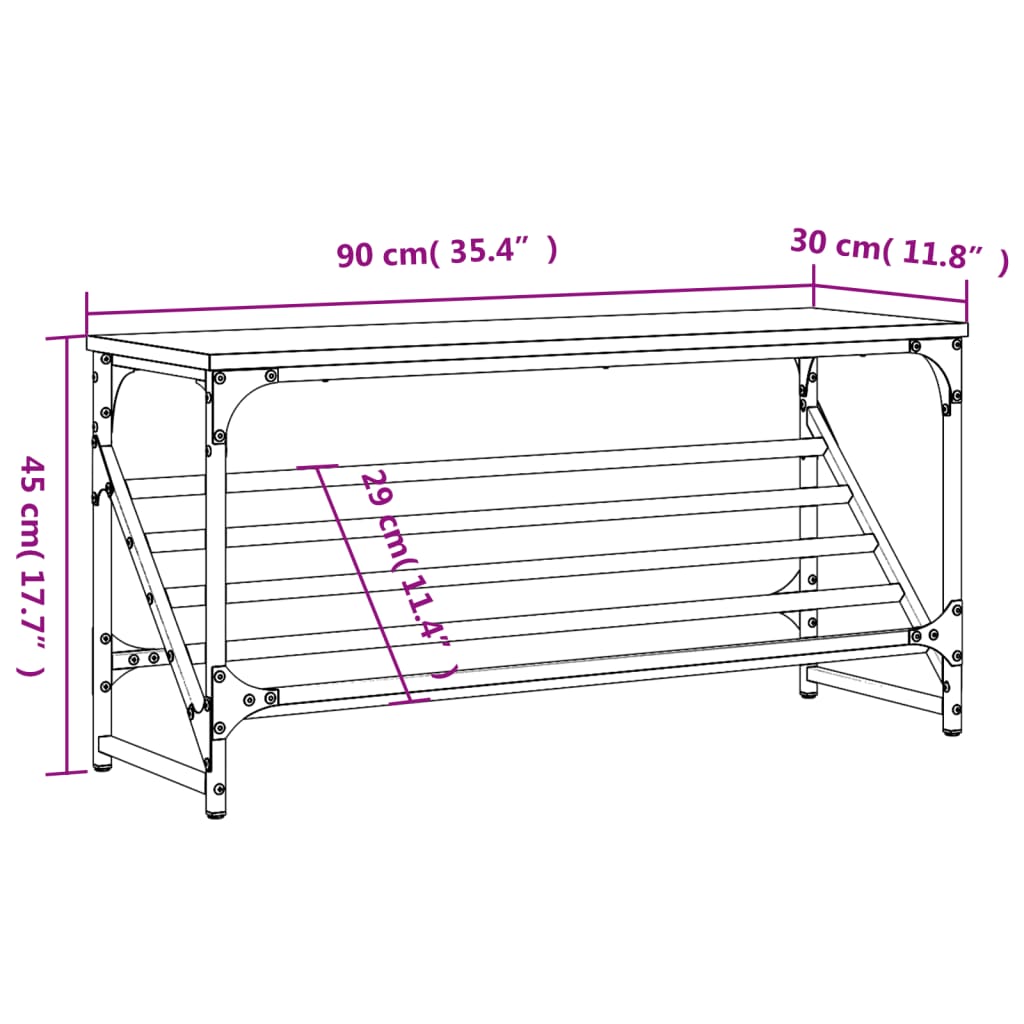 vidaXL Schoenenrek 90x30x45 cm bewerkt hout sonoma eikenkleurig