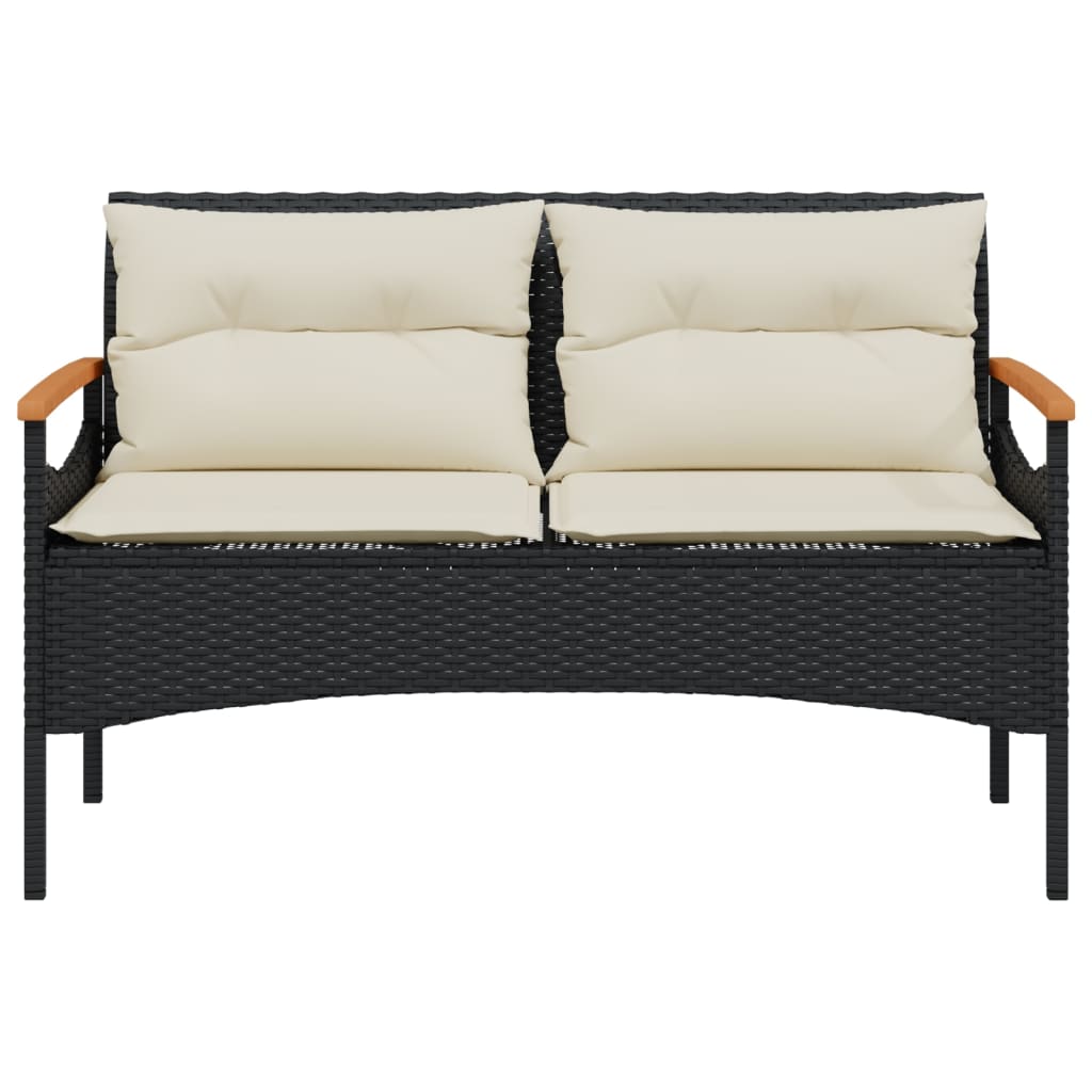 vidaXL 4-delige Loungeset met kussens poly rattan zwart