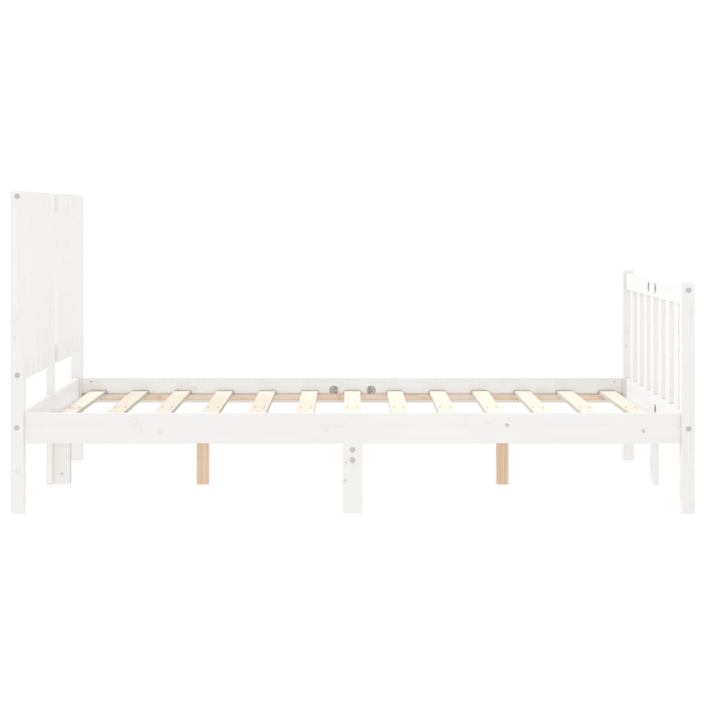 vidaXL Bedframe met hoofdbord massief hout wit