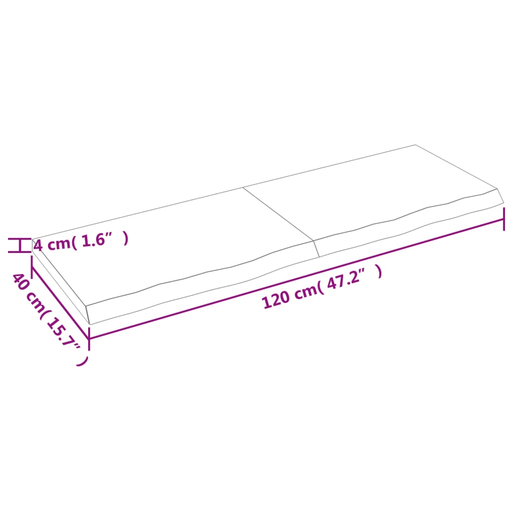 vidaXL Tafelblad 120x40x(2-4)cm behandeld eikenhout donkerbruin