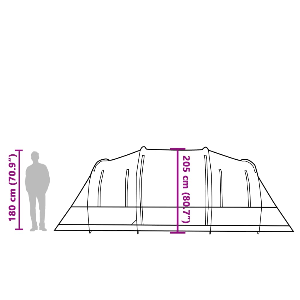 vidaXL Tunneltent 6-persoons waterdicht grijs