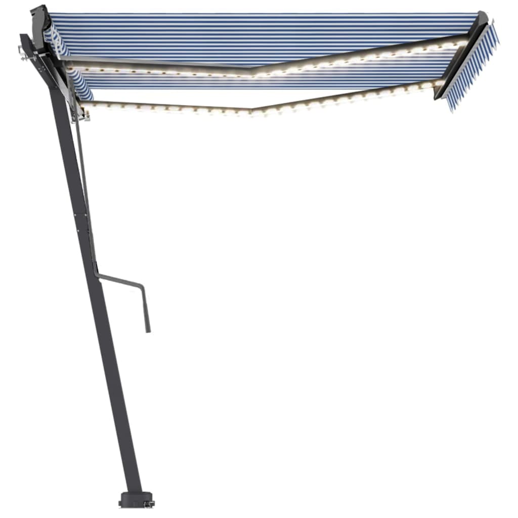 vidaXL Luifel automatisch met LED en windsensor 300x250 cm blauw wit