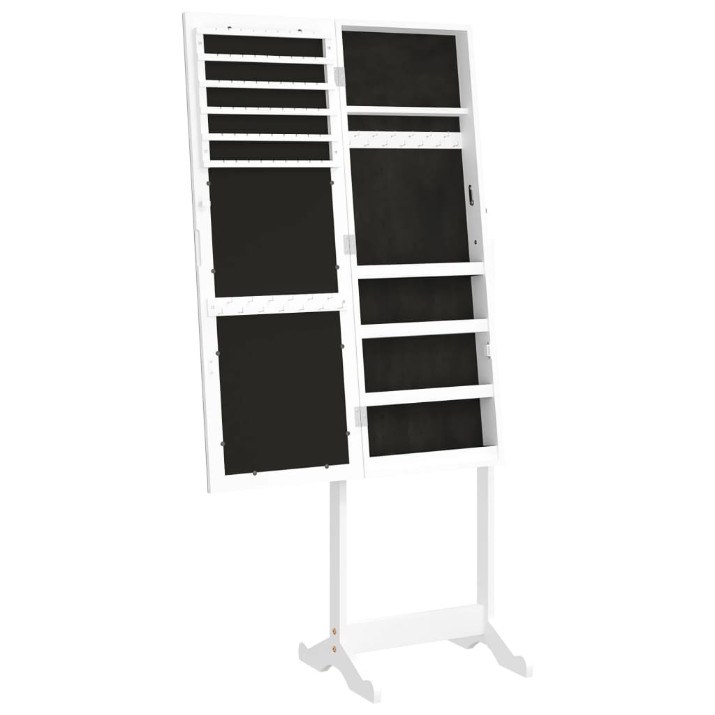 vidaXL Sieradenkast met spiegel vrijstaand 42x38x152 cm wit