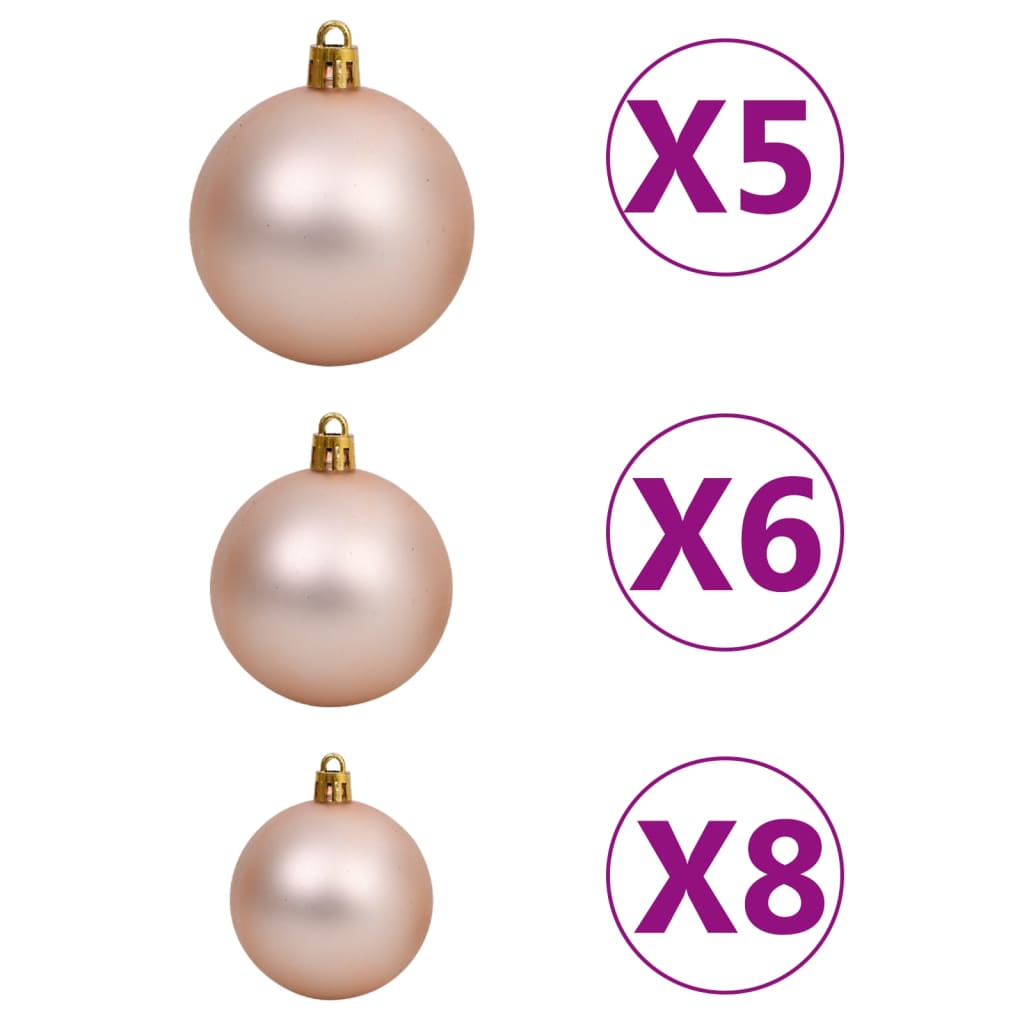 vidaXL Kunstkerstboom met LED's en kerstballen hoek 120 cm PVC wit