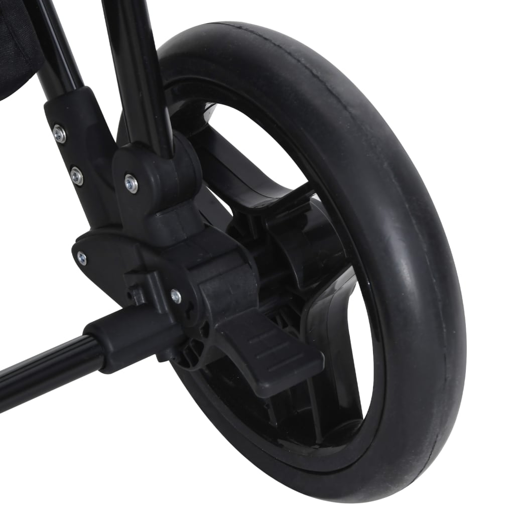vidaXL Kinderwagen 2-in-1 staal antracietkleurig en zwart
