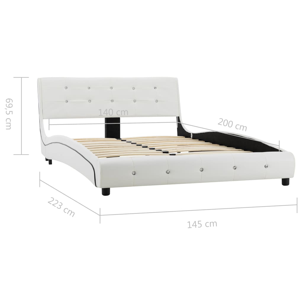 vidaXL Bed met traagschuim matras kunstleer wit 140x200 cm