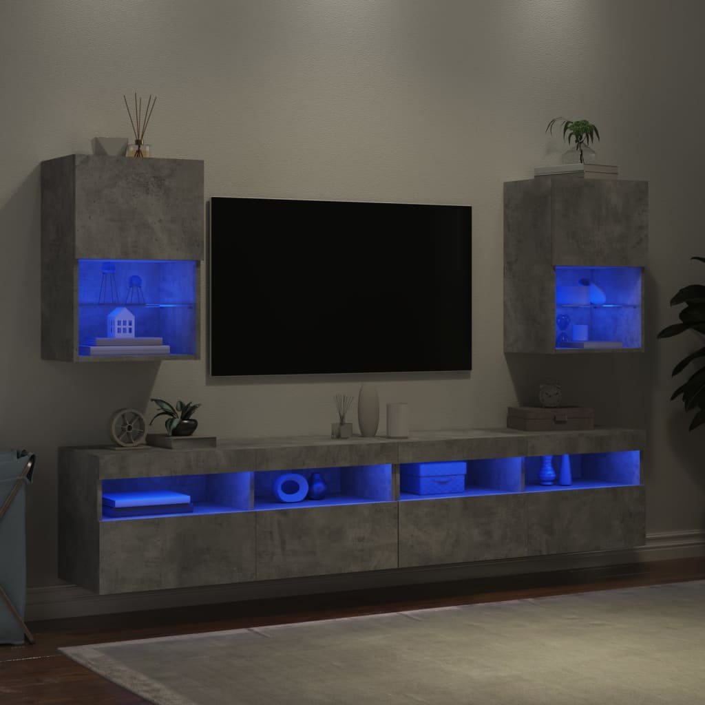 vidaXL Tv-meubels met LED-verlichting 2 st 40,5x30x60 cm betongrijs