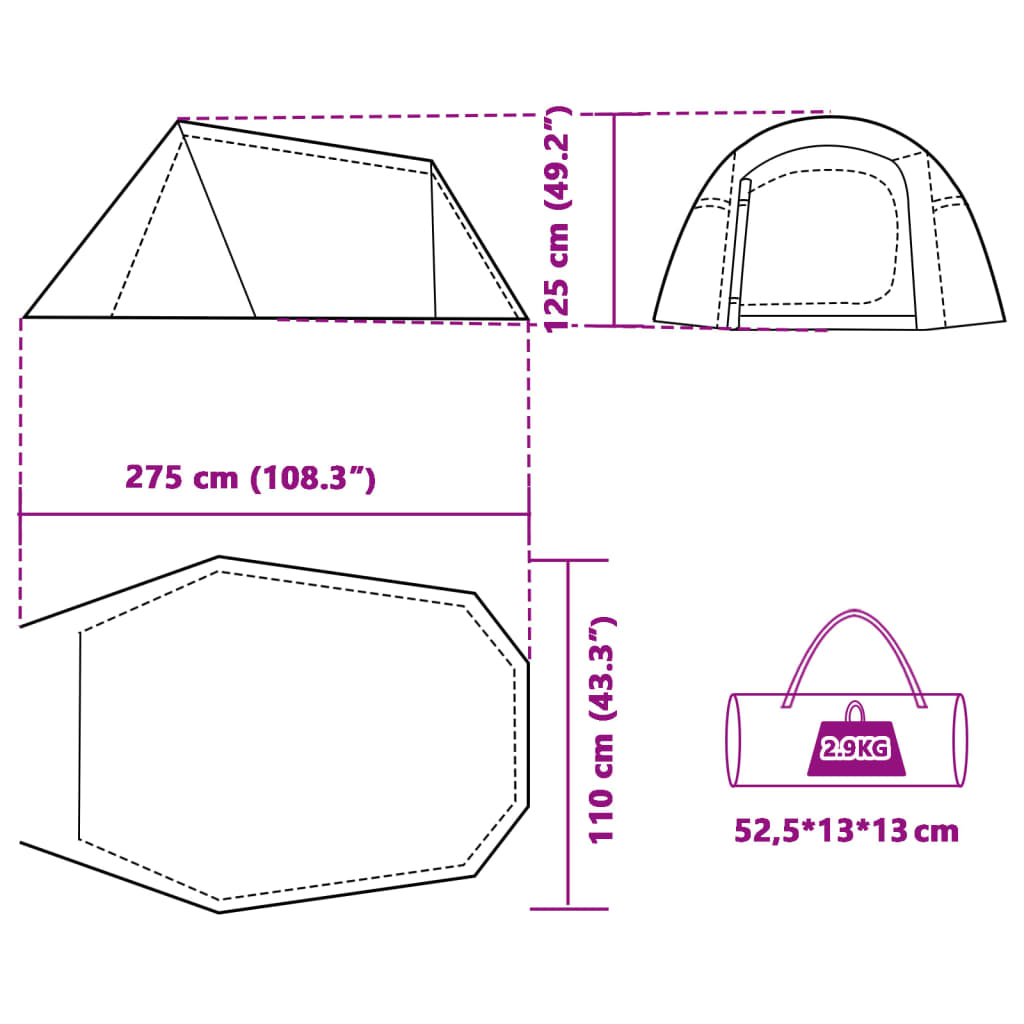 vidaXL Tunneltent 3-persoons waterdicht blauw