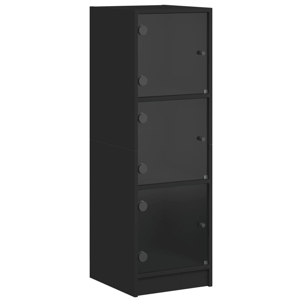 vidaXL Hoge kast met glazen deur 35x37x142 cm betongrijs