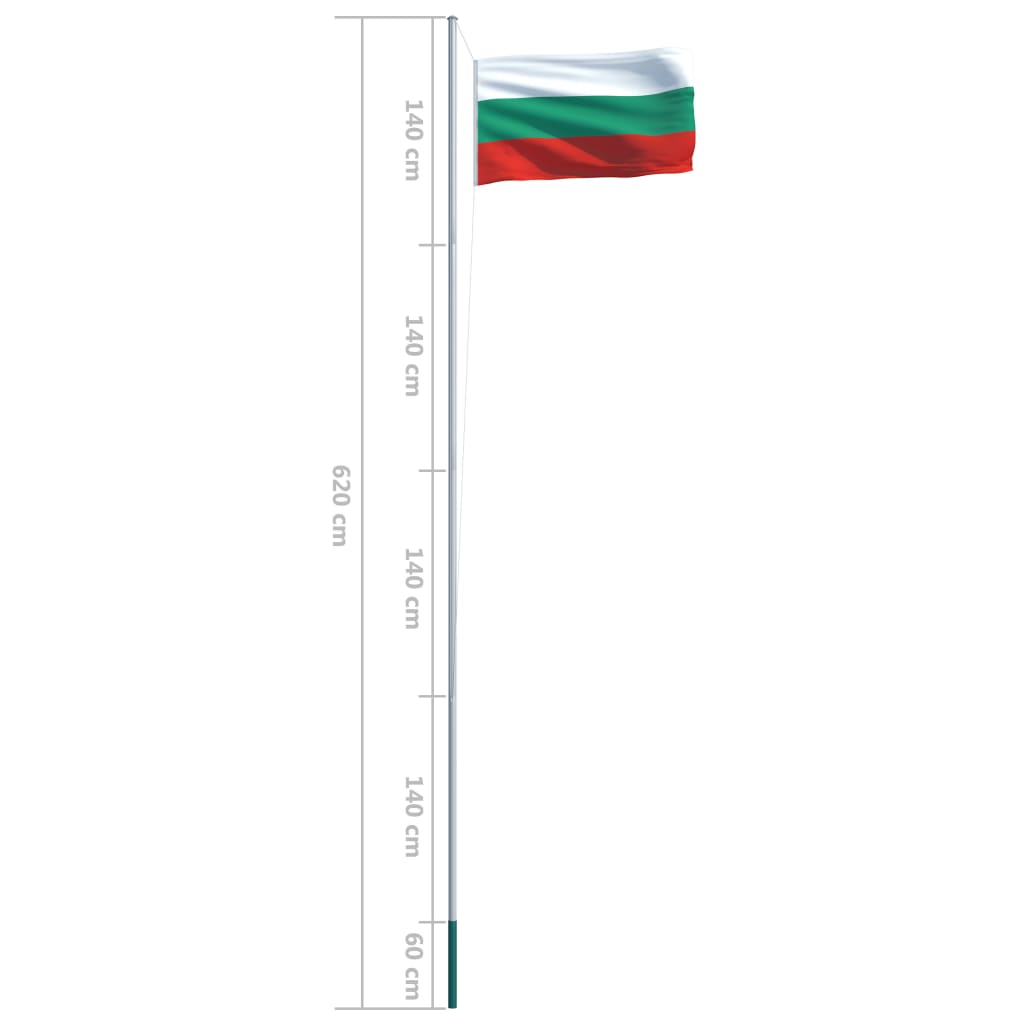 vidaXL Vlag met vlaggenmast Bulgarije 6,2 m aluminium