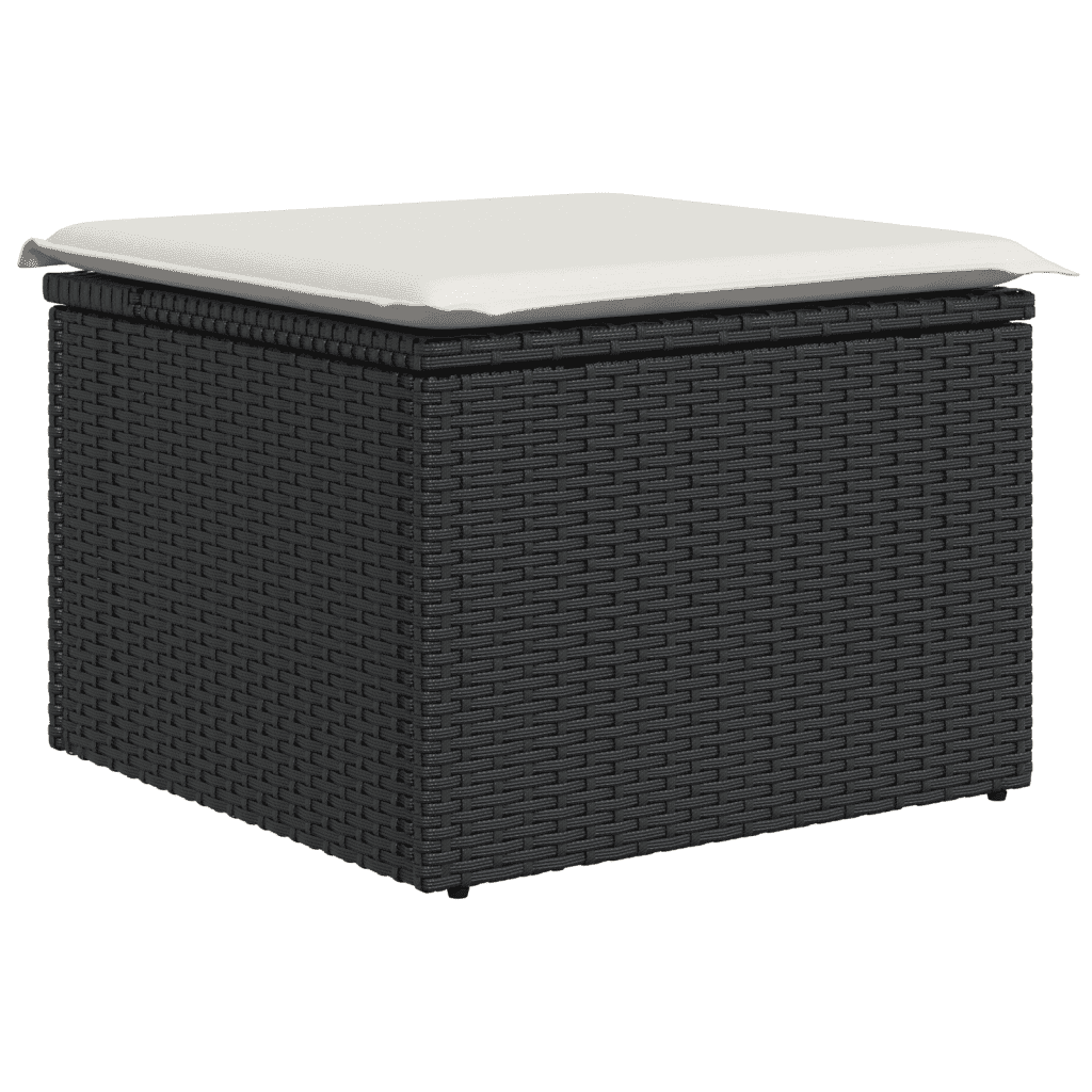 vidaXL 9-delige Loungeset met kussens poly rattan zwart