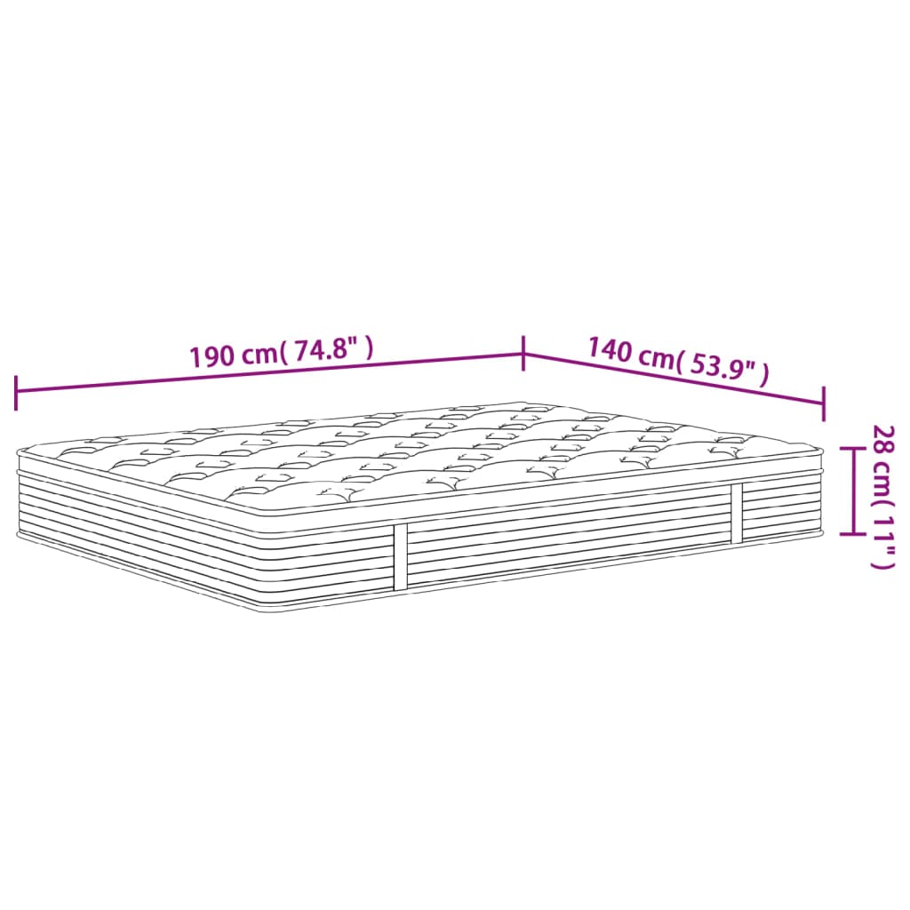 vidaXL Pocketveringmatras middelhard 140x190 cm