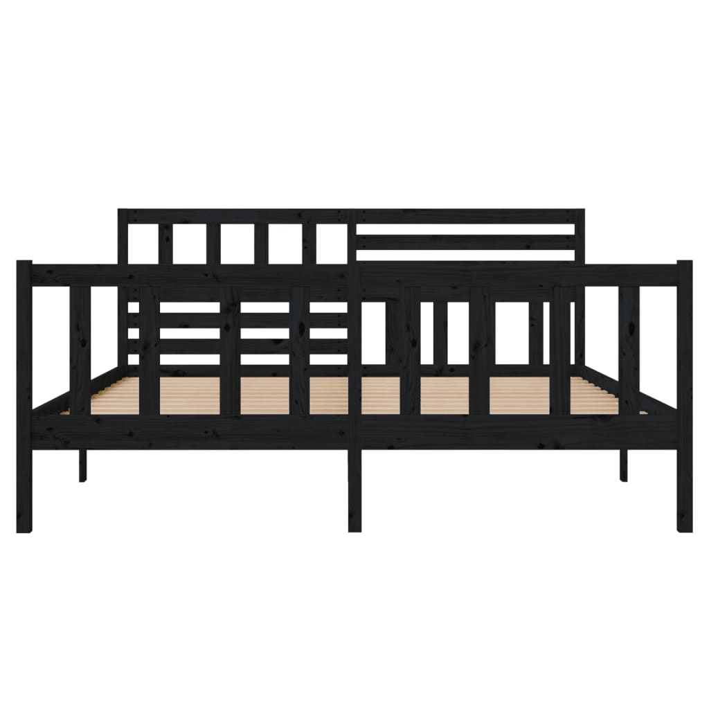 vidaXL Bedframe massief hout zwart 140x190 cm