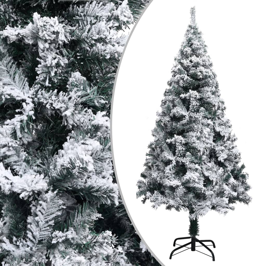 vidaXL Kunstkerstboom met verlichting en sneeuw 210 cm groen