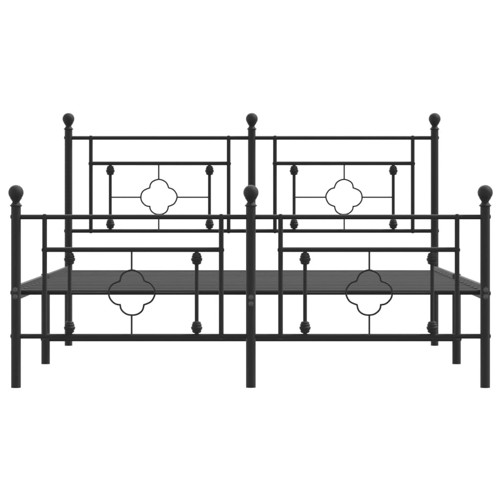 vidaXL Bedframe met hoofd- en voeteneinde metaal zwart 150x200 cm