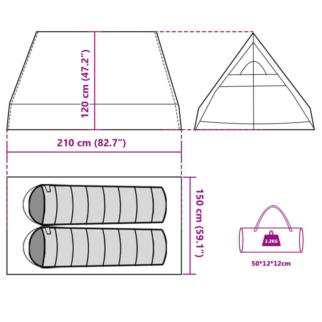 vidaXL Tent A-frame 2-persoons waterdicht verduisterend stof wit