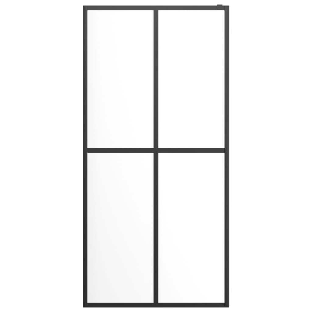 vidaXL Inloopdouchewand met schap 90x195 cm ESG-glas aluminium zwart