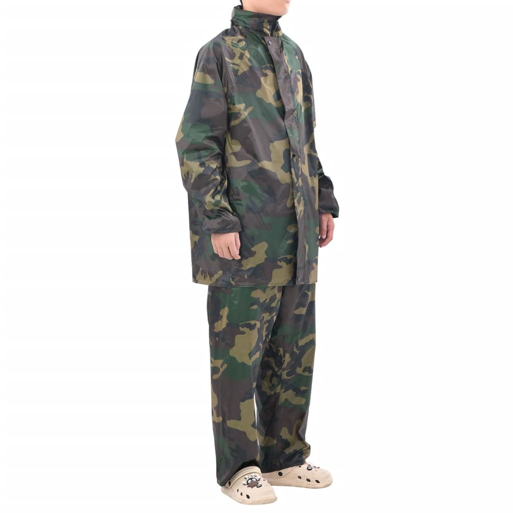 Regenpak 2-delig met capuchon (heren / camouflage / maat M)