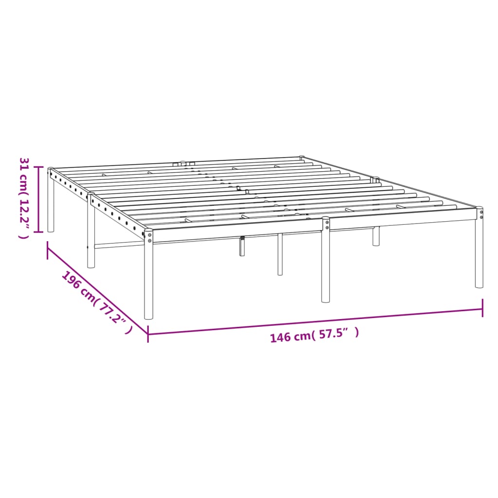 vidaXL Bedframe metaal zwart 140x190 cm