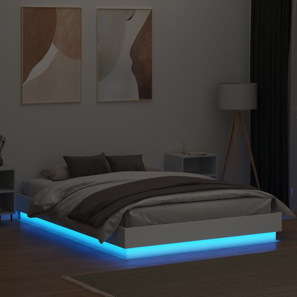 vidaXL Bedframe met LED-verlichting wit 120x200 cm