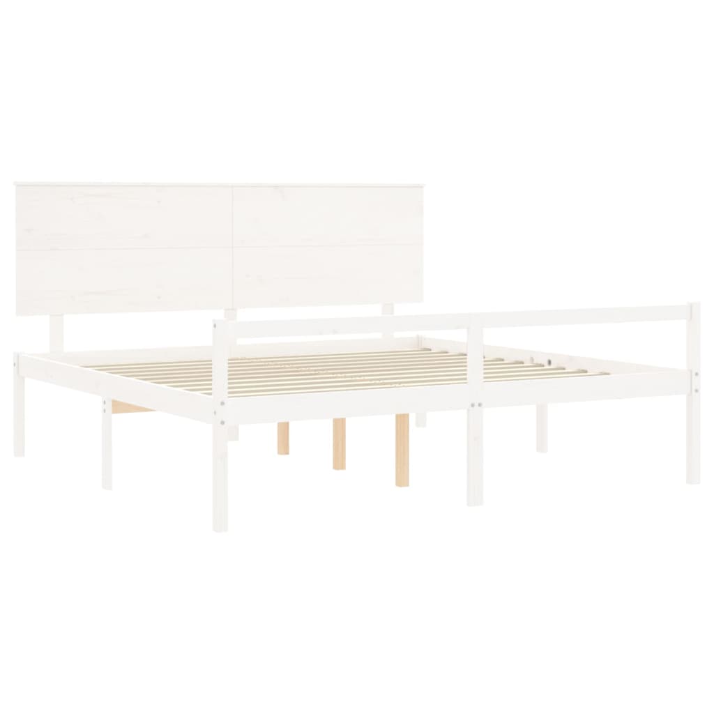 vidaXL Seniorenbed met hoofdbord massief hout wit 200x200 cm