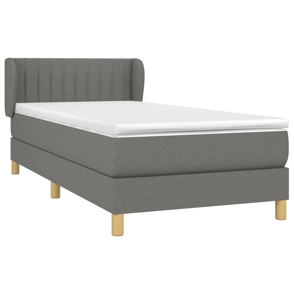 vidaXL Boxspring met matras stof donkergrijs 90x190 cm