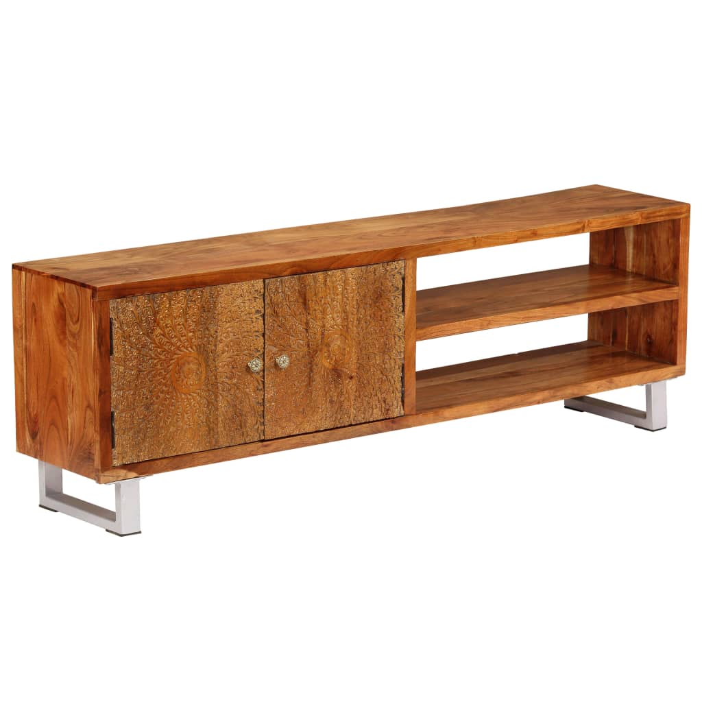 vidaXL Tv-meubel met bewerkte deuren 140x30x40 cm massief hout