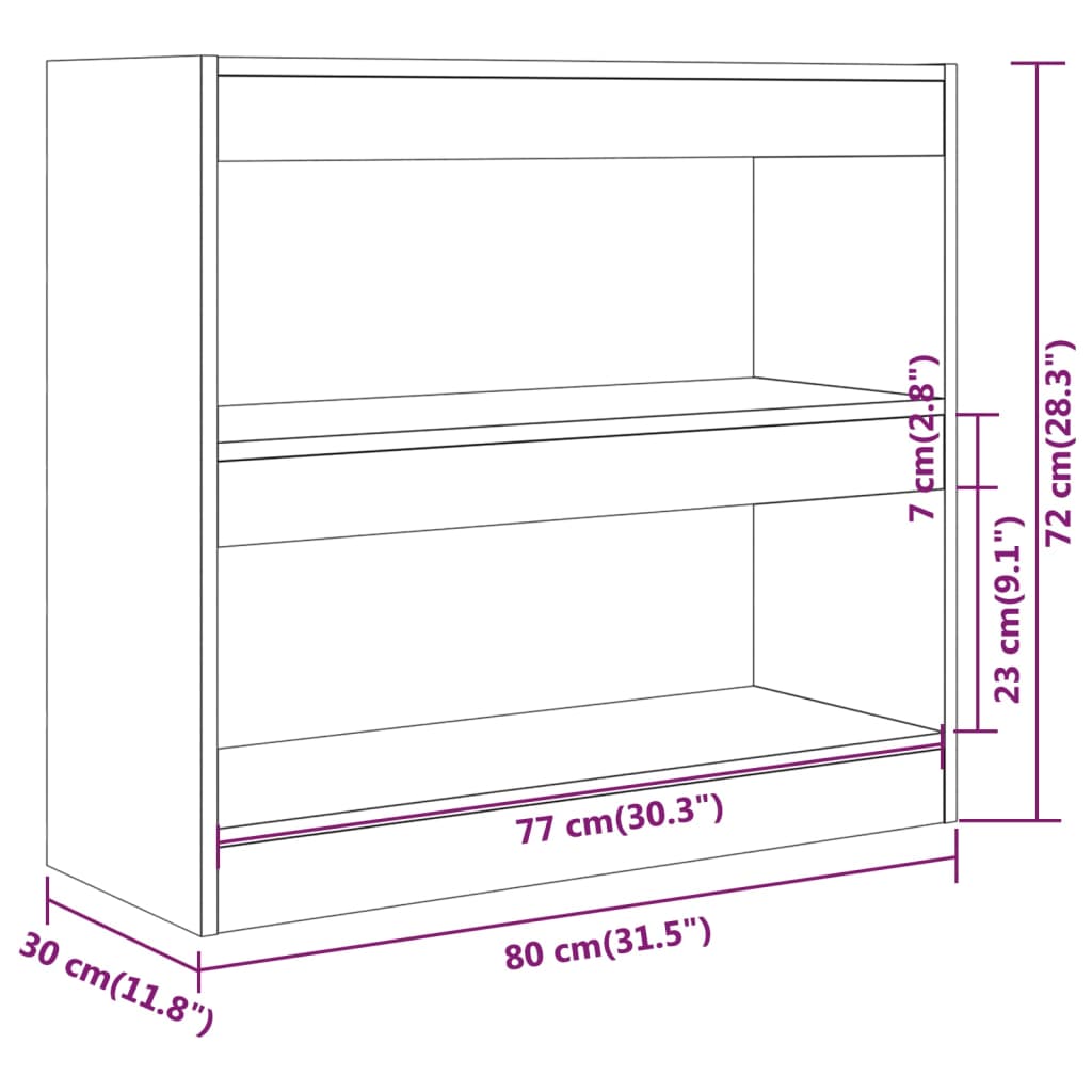 vidaXL Boekenkast / kamerscherm 80x30x72 cm sonoma eikenkleurig