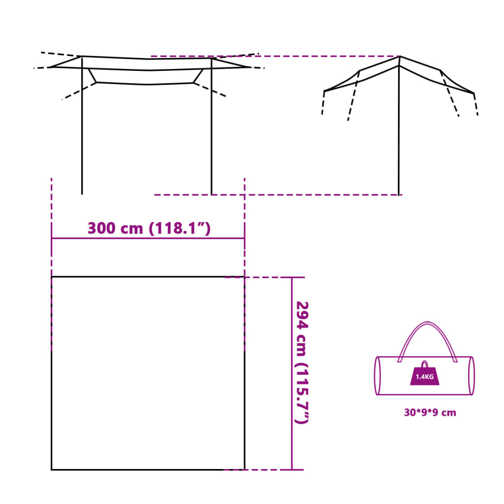 vidaXL Kampeerluifel waterdicht 300x294 cm groen