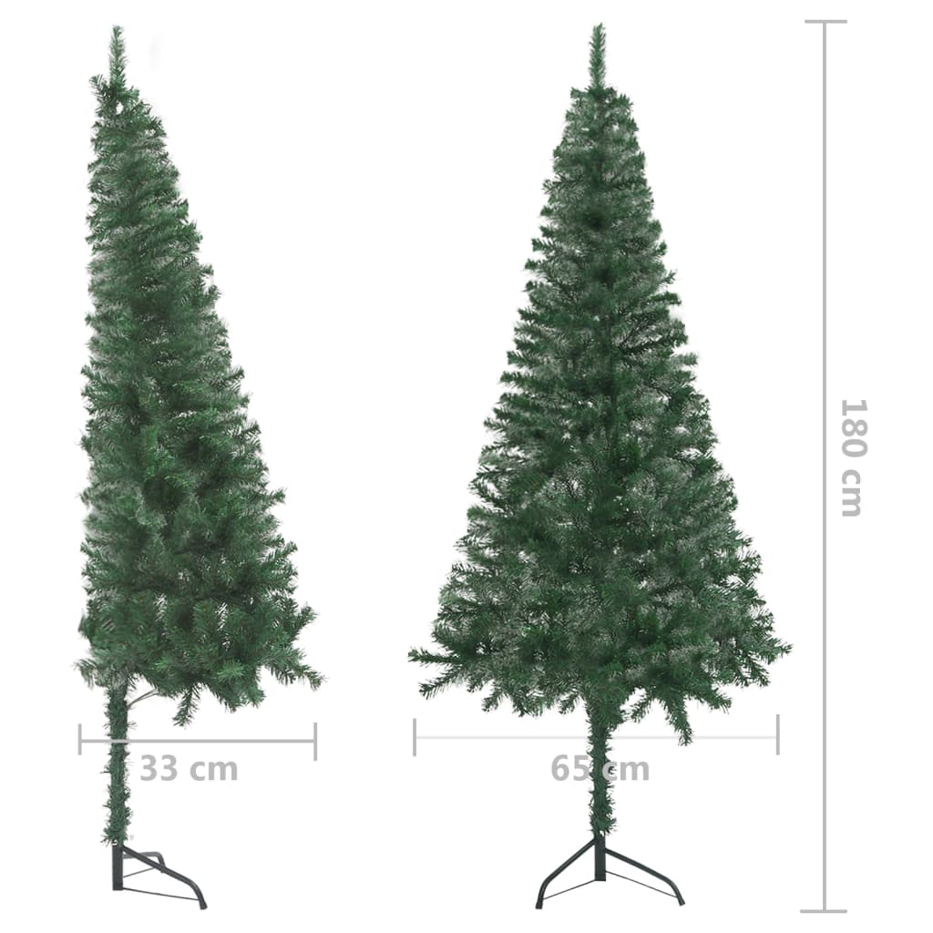 vidaXL Kunstkerstboom met LED's en kerstballen hoek 180 cm PVC groen