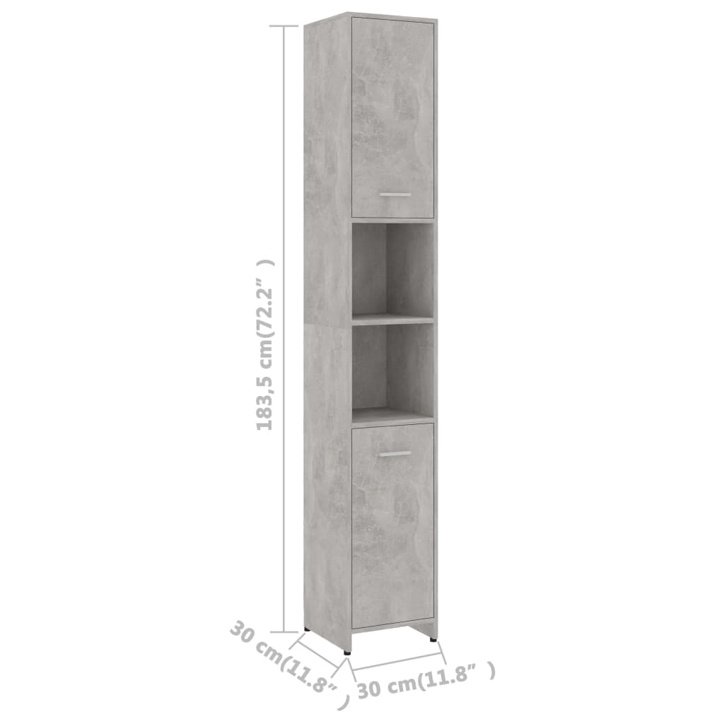 vidaXL 3-delige Badkamermeubelset bewerkt hout betongrijs