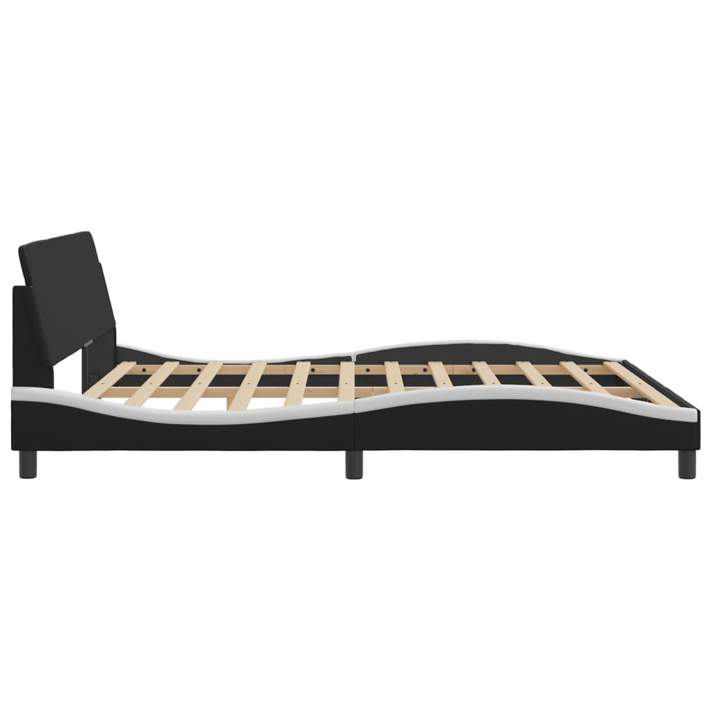 vidaXL Bedframe met hoofdbord kunstleer zwart en wit 180x200 cm