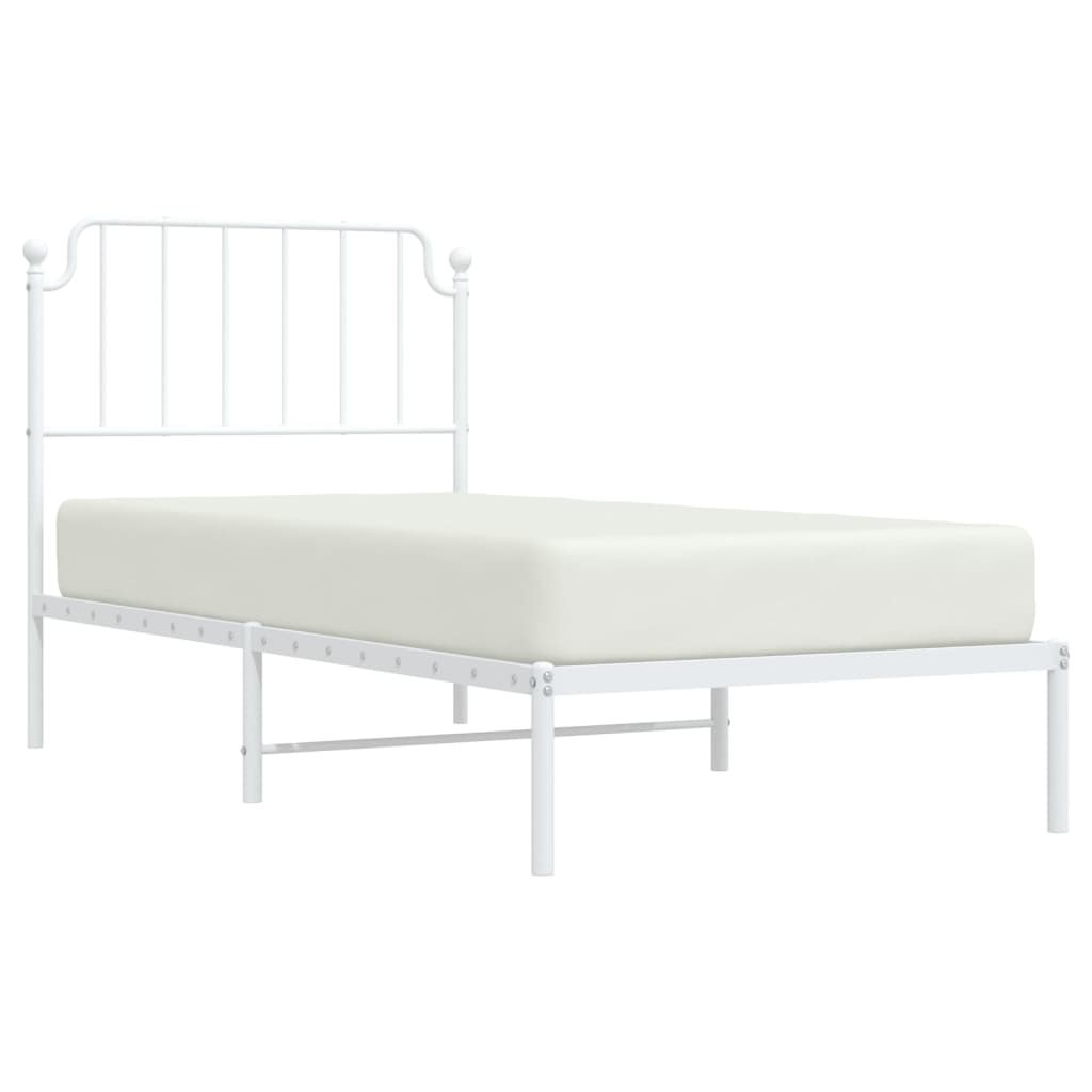 vidaXL Bedframe met hoofdbord metaal wit 90x200 cm