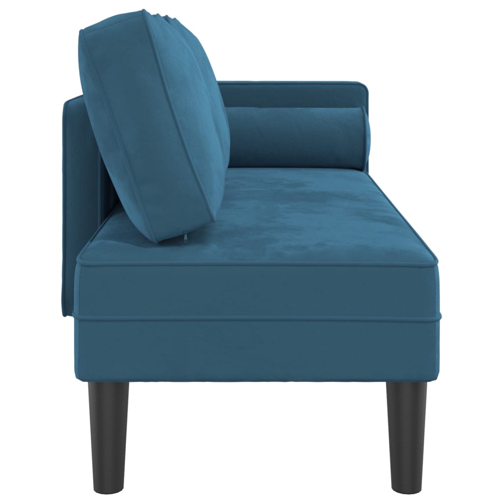 vidaXL Chaise longue met kussens fluweel blauw