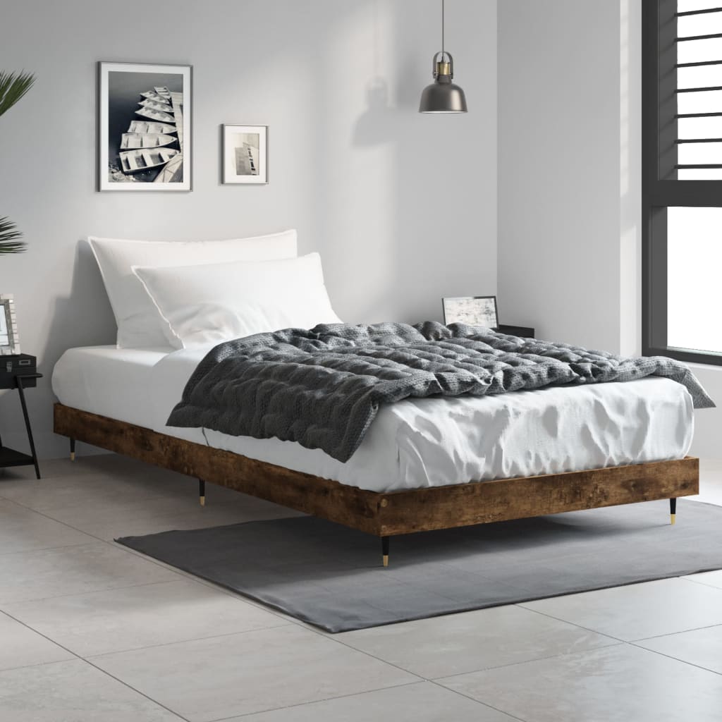 vidaXL Bedframe zonder matras hout gerookt eikenkleurig 100x200 cm