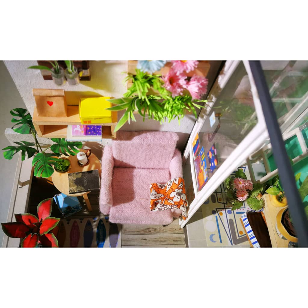 Robotime Miniatuur knutselset Balcony Daydreaming met LED-verlichting