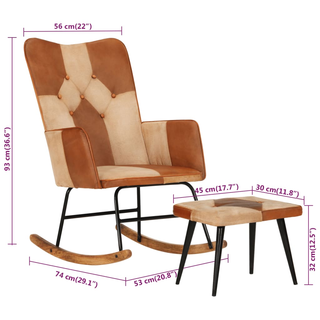 TINGMIAN Schommelstoel met Brede Zitting Zweefstoel met Gedempte Rug Armleuningen Schommelstoel Met Massief Houten Poten Hoge Rugleuning, For Woonkamer, Hotel, Slaapkamer(Orange