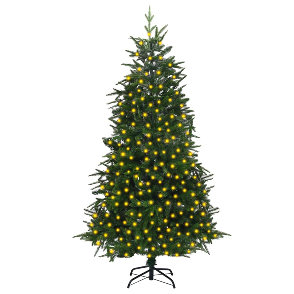 vidaXL Kunstkerstboom met verlichting 210 cm PVC en PE groen