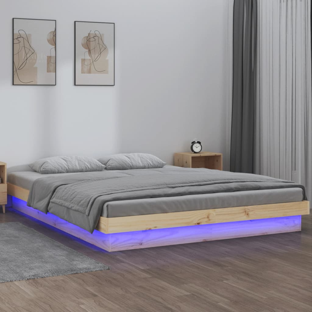 vidaXL Bedframe LED massief hout 180x200 cm