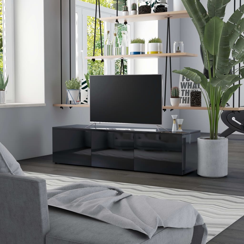 vidaXL Tv-meubel 120x34x30 cm spaanplaat hoogglans zwart