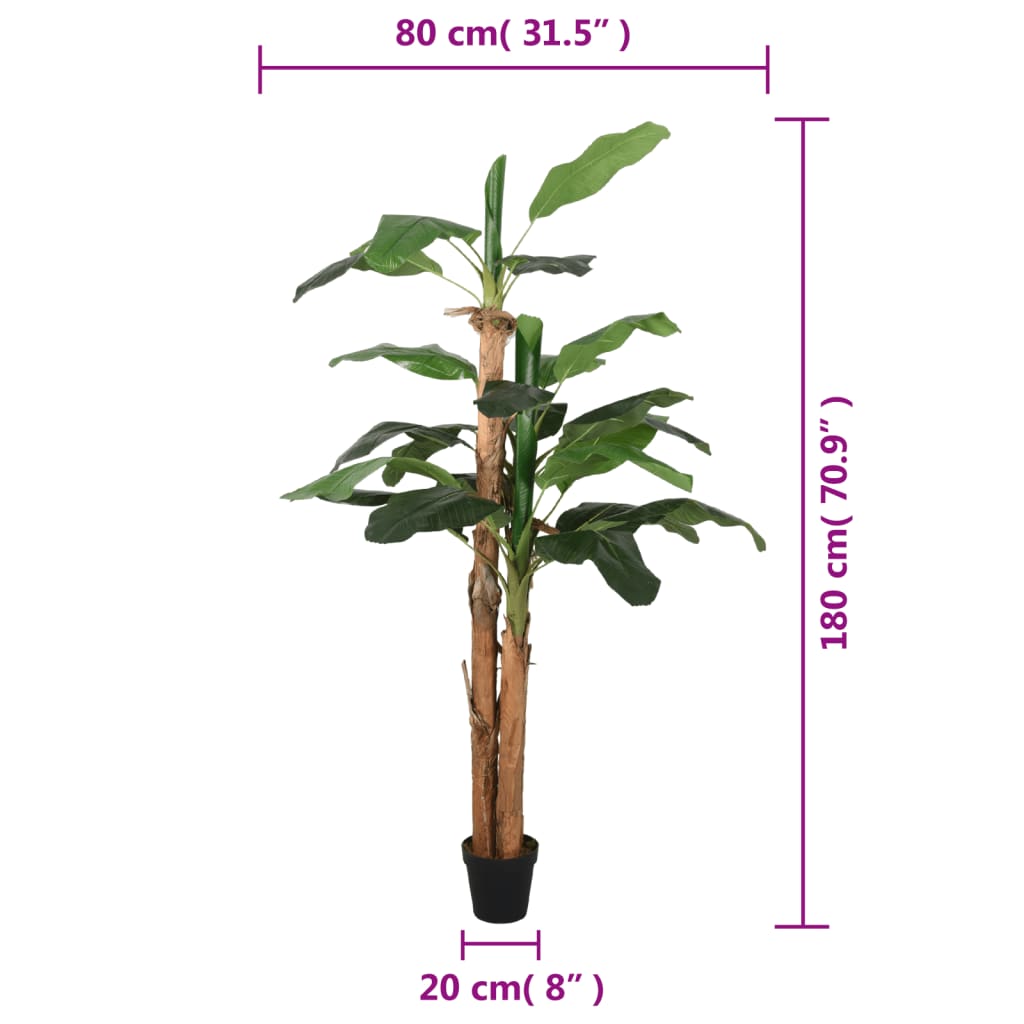 vidaXL Kunstplant bananenboom 19 bladeren 180 cm groen