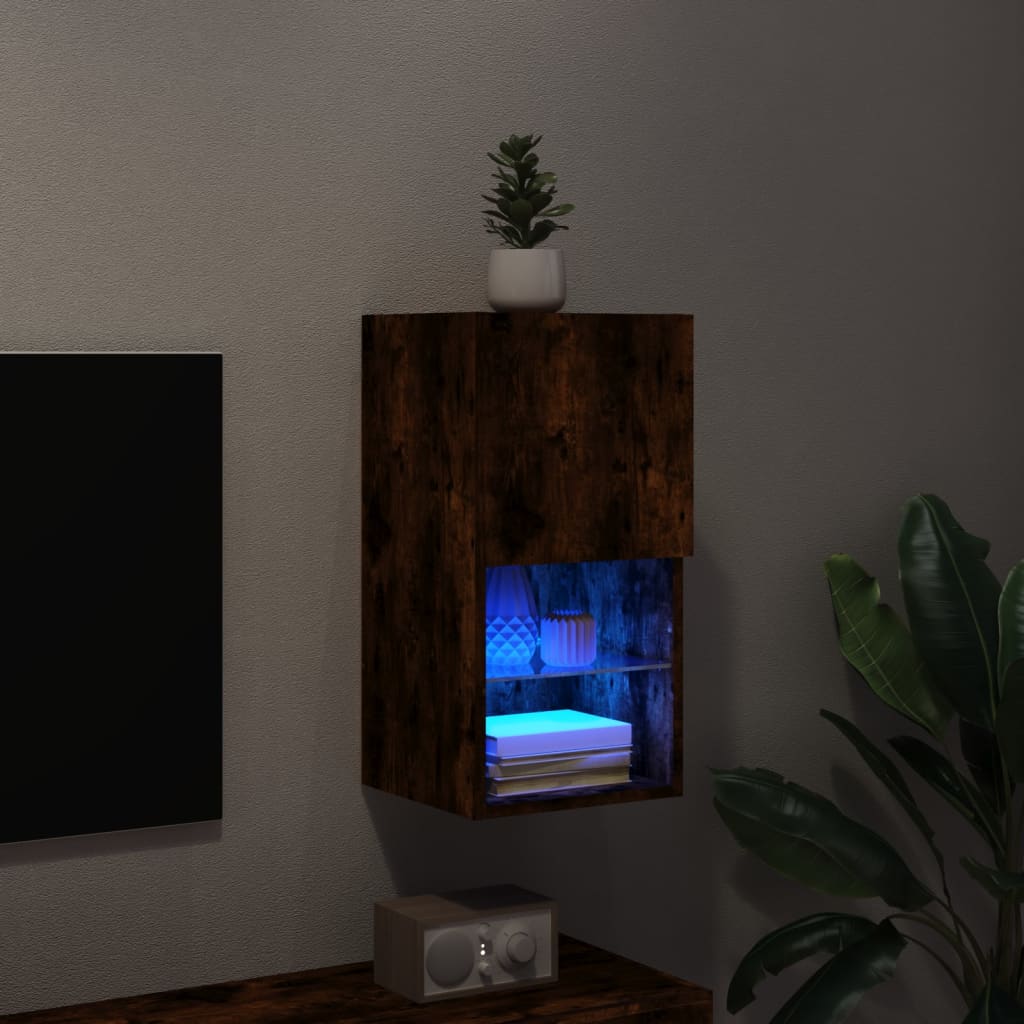 vidaXL Tv-meubel LED-verlichting 30,5x30x60 cm gerookt eikenkleurig